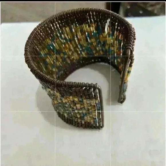Bracelet cuff brown beaded wide - Picture 2 of 4